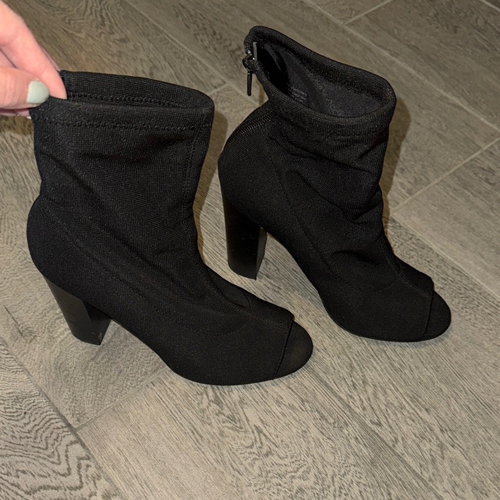 Aldo Black Heeled Boots with Chunky Heel